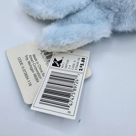 Kmart Bunny Rabbit Plush Easter Vintage 8" Blue Gingham Bow Blue Eyes Soft Toy - Picture 6 of 8